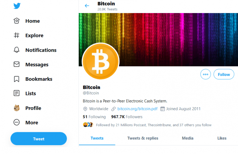 Adresse Twitter Bitcoin