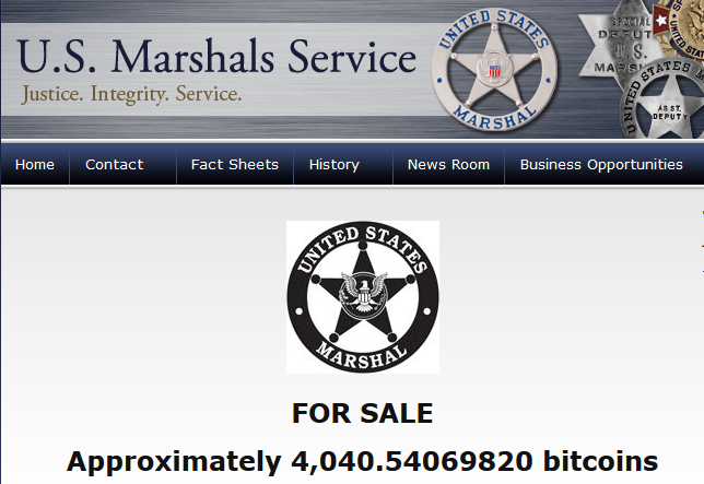 4040 jetons Bitcoin vendus aux enchères par les U.S Marshals aux Etats-Unis