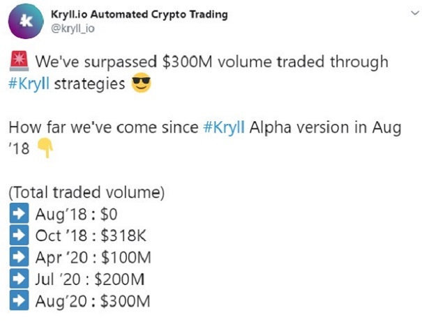 kryll 300 millions trading