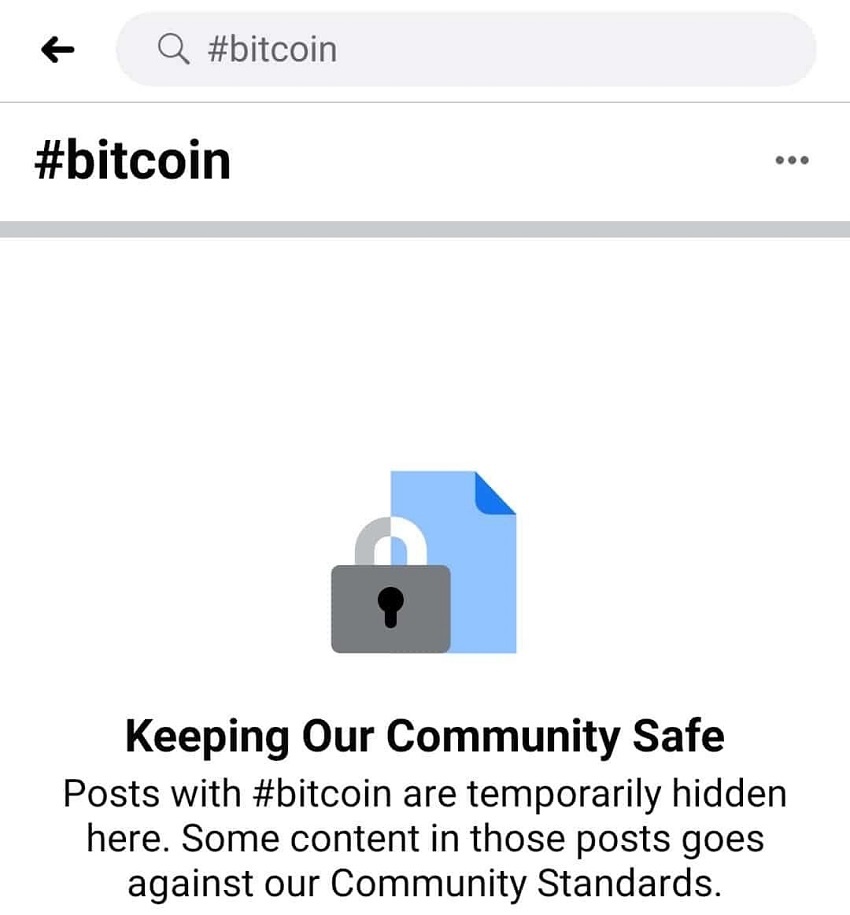 #bitcoin censuré sur facebook