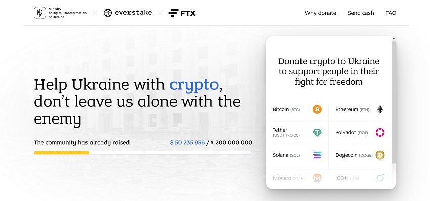 Everstake et FTX lancent un site internet afin de collecter des dons en Bitcoin et crypto pour l