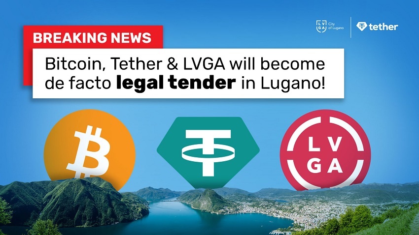 Le Bitcoin (BTC) et le Tether USDT vont devenir des monnaies légales dans la ville de Lugano en Suisse