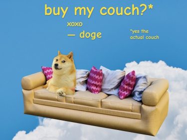 PleasrHouse va vendre aux enchères le canapé sur lequel a posé le chien mascotte de la célèbre cryptomonnaie Dogecoin (DOGE)