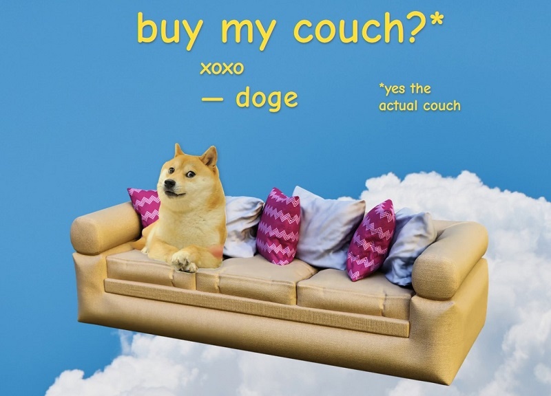 PleasrHouse va vendre aux enchères le canapé sur lequel a posé le chien mascotte de la célèbre cryptomonnaie Dogecoin (DOGE)