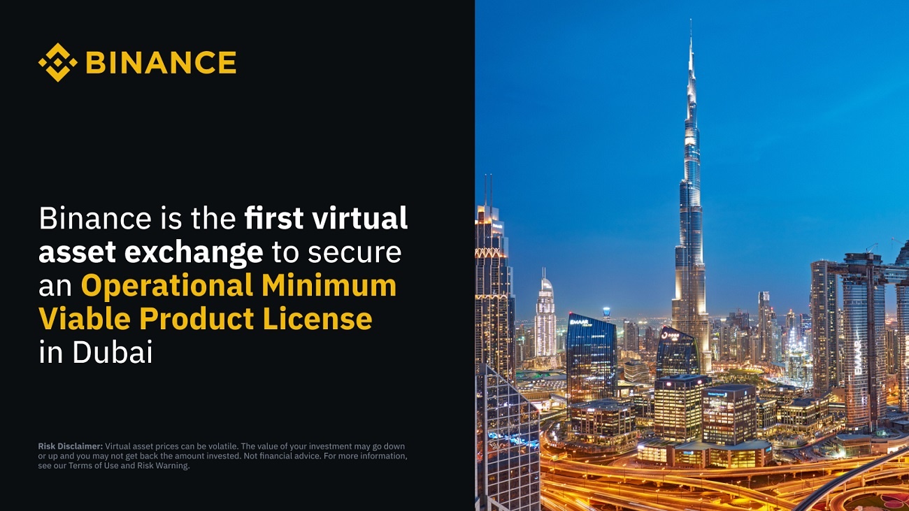 Binance annonce être le premier échange crypto a obtenir une licence MVP opérationnelle à Dubaï pour exploiter des services d