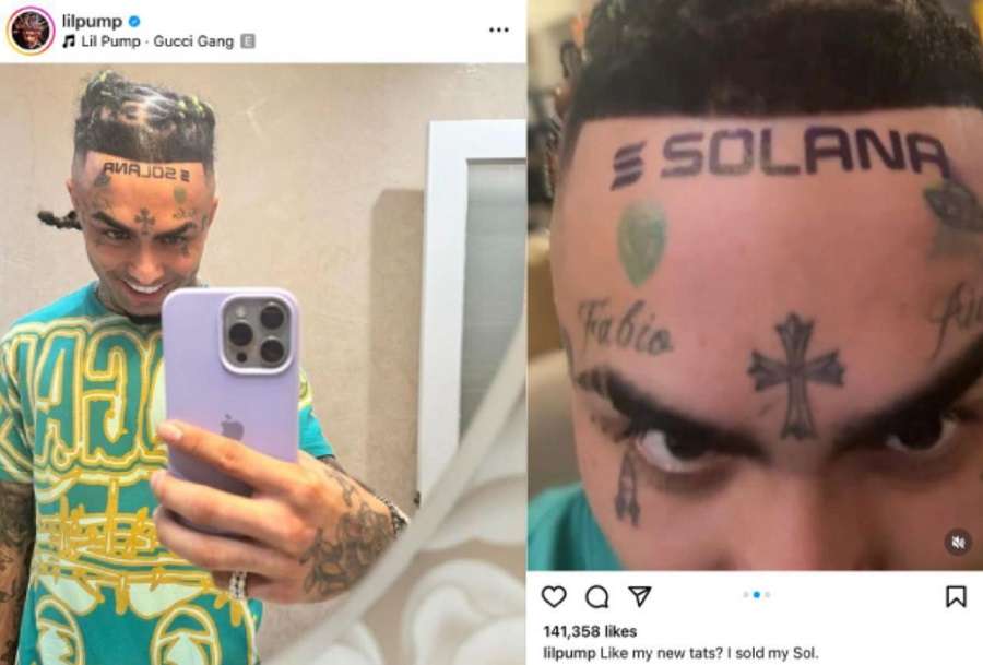 Le rappeur américain Lil Pump s'est fait tatouer Solana sur le front après avoir vendu des jetons SOL